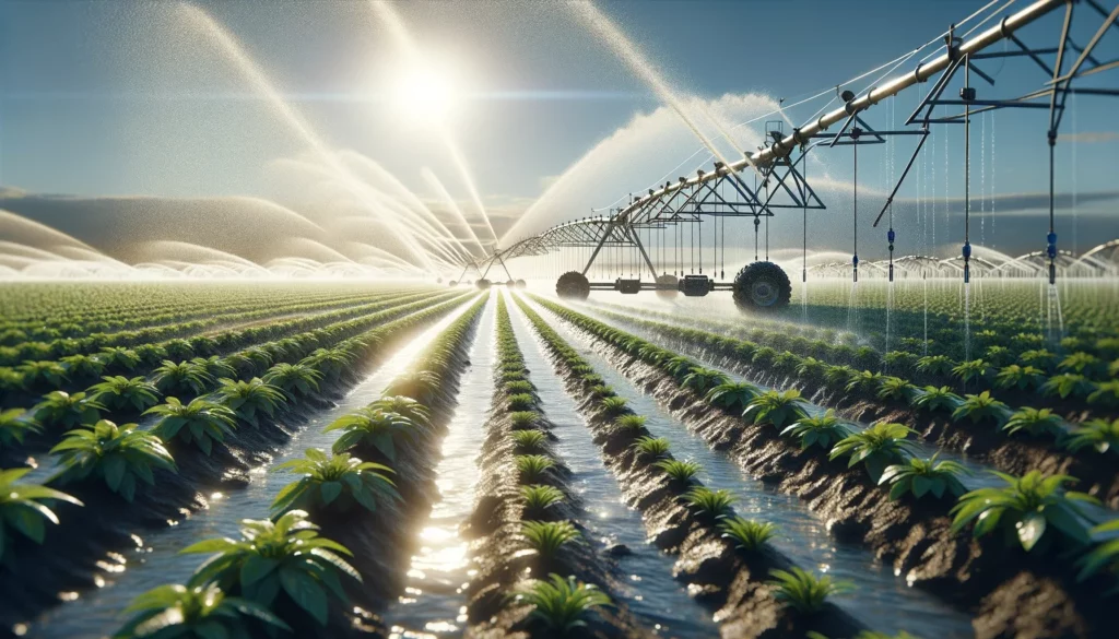 field being watered