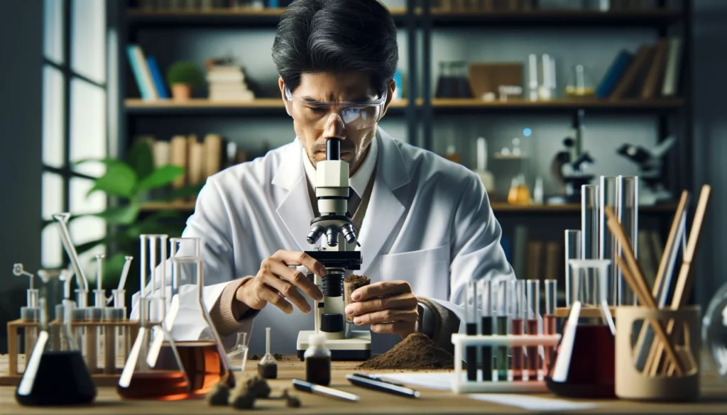 scientist doing a soil analysis